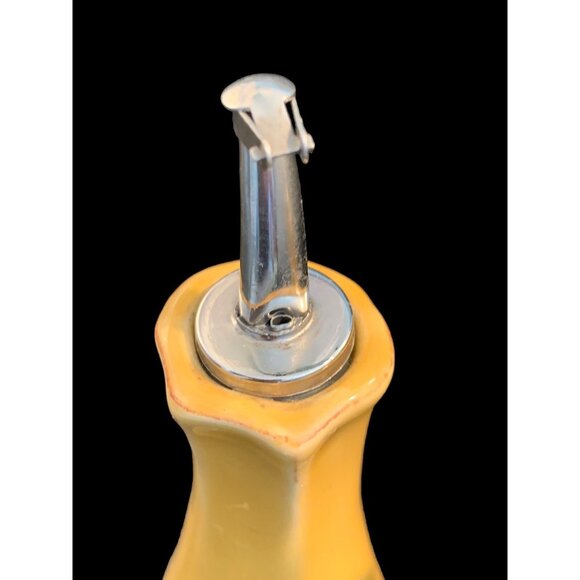 BELAVERRA VENETIAN Saffron Yellow Oil & Vinegar Cruet Set 12" w Metal Tips - Picture 5 of 6